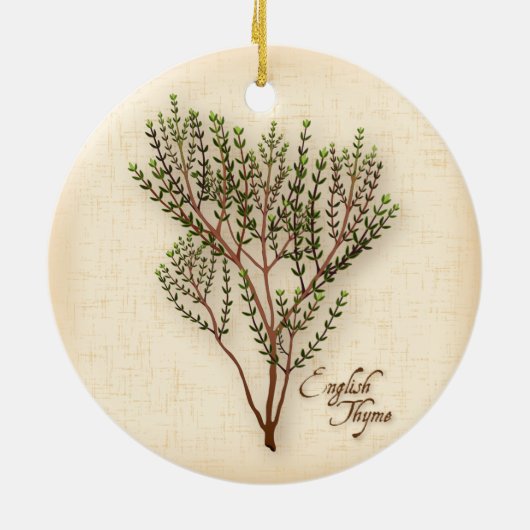 English Thyme Herb Keramisch Ornament (Achterkant)