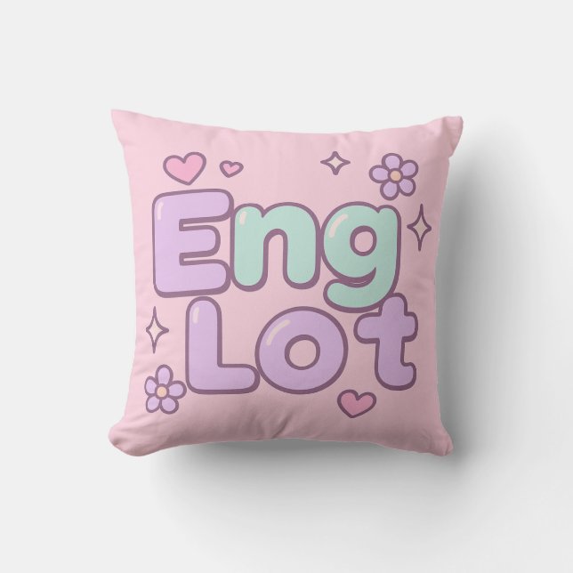 Englot Kawaii Bubble Letter Kussen (Voorkant)