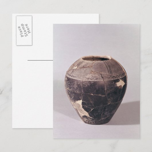Engobe vase, versierd met golvende lijnen briefkaart (Voorkant / Achterkant)