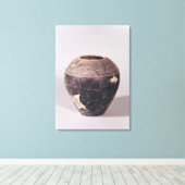 Engobe vase, versierd met golvende lijnen canvas afdruk (Insitu (Houten vloer))