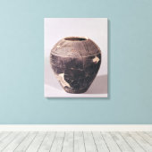 Engobe vase, versierd met golvende lijnen canvas afdruk (Insitu (Houten vloer))