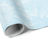 Engraded blue floral cadeaupapier (Rol Hoek)