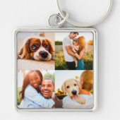 Engravable Metal 4 Photo Square Sleutelhanger (Voorkant)