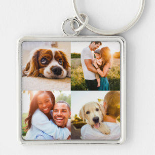 Engravable Metal 4 Photo Square Sleutelhanger