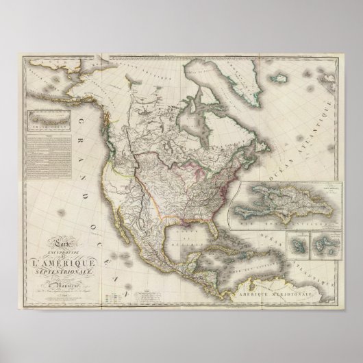 Engraved Map of North Amerika Poster (Voorkant)