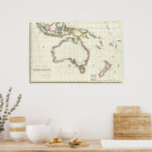 Engraved Map Oostenrijk en Indonesië Poster (Keuken)