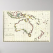 Engraved Map Oostenrijk en Indonesië Poster (Voorkant)