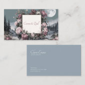 Engraved Rose Floral and Full Moon Night Landscape Visitekaartje (Voorkant / Achterkant)