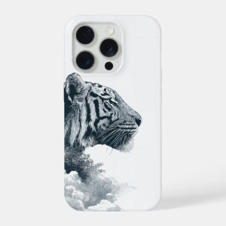 Engraved Tiger Profile Mystic Forest iPhone 15 Pro Case