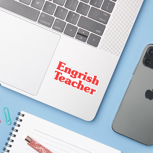 Engrish Teacher Sticker (Laptop met iPhone)