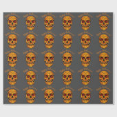 Engstig Halloween-schedel met rode ogen Cadeaupapier (Vlak)