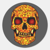 Engstig Halloween-schedel met rode ogen Ronde Sticker (Voorkant)