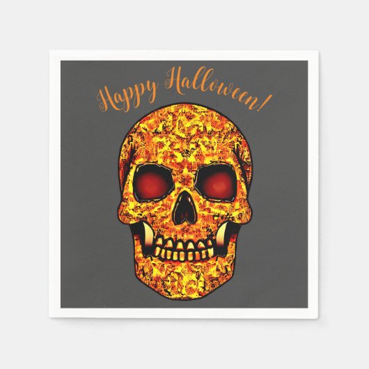 Engstig Halloween-schedel met rode ogen  Servet (Voorkant)