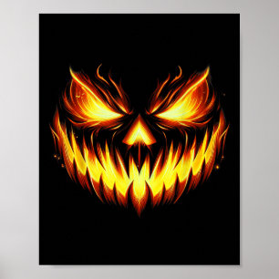 Engstig Jack O Lantern Gesneden Pompoen Gezicht Ha Poster