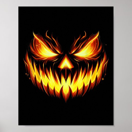 Engstig Jack O Lantern Gesneden Pompoen Gezicht Ha Poster (Voorkant)