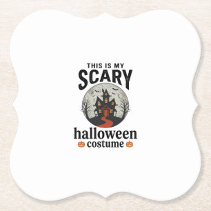 Engstigend Halloween-kostenuum Herenhuis Vectoront Kartonnen Onderzetters