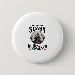 Engstigend Halloween-kostenuum Herenhuis Vectoront Ronde Button 5,7 Cm