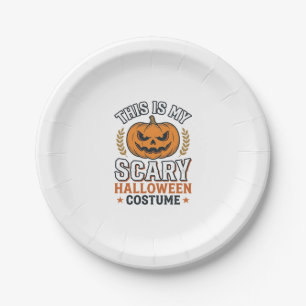 Engstigend Halloween Kostuum Pompoen Vintage Vecto Papieren Bordje
