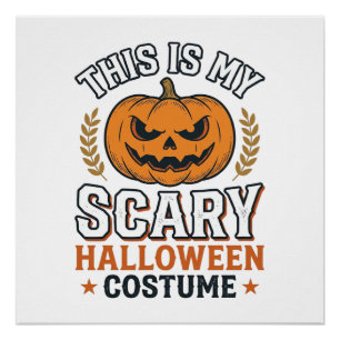 Engstigend Halloween Kostuum Pompoen Vintage Vecto Perfect Poster