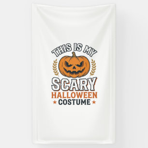 Engstigend Halloween Kostuum Pompoen Vintage Vecto Spandoek