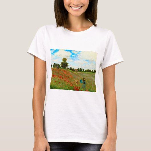 Enhanced Poppy Field door Claude Monet T-shirt (Voorkant)