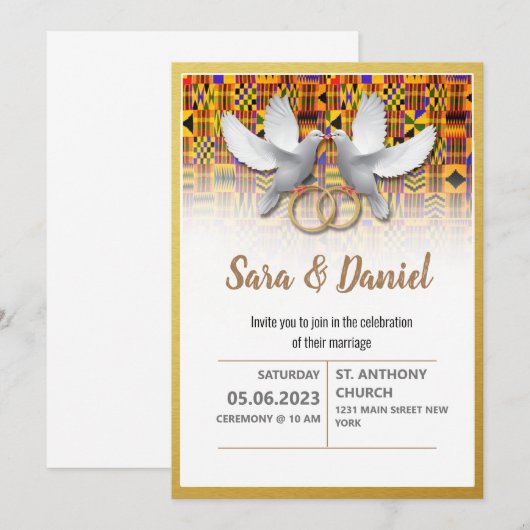 Enic Kente Wedding Uitnodiging (Voorkant / Achterkant)