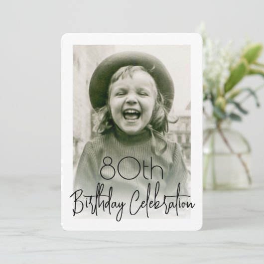 ENIELE Birthday 2 Foto Chic Stylish Typography Par Kaart (Staand voorkant)