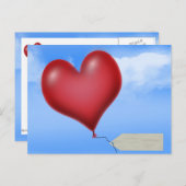 Enig ballonhart met het Label van het Bericht Briefkaart (Voorkant / Achterkant)