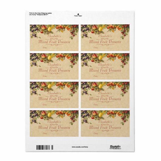 Enig fruit Inblikken label (Full Sheet)