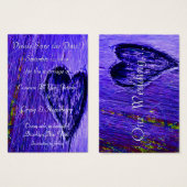 Enig hart bewaart de datum in blauw Paars Visitekaartje (Voorkant /achterkant)