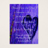 Enig hart bewaart de datum in blauw Paars Visitekaartje (Voorkant)