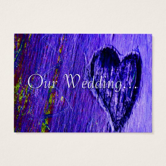 Enig hart bewaart de datum in blauw Paars Visitekaartje (Achterkant)