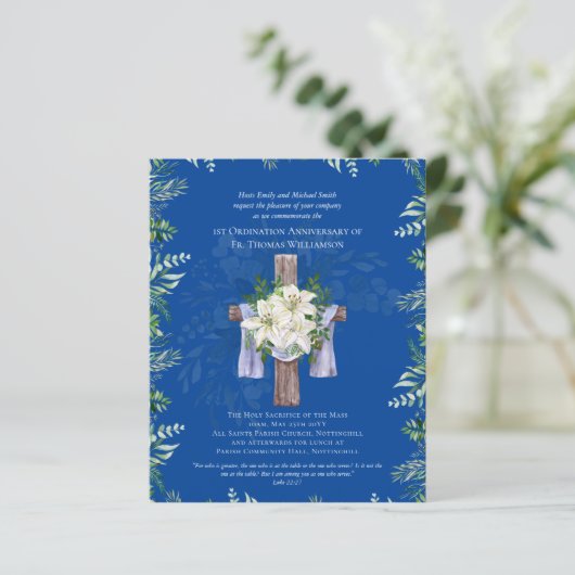 ENIG Jubileum Uitnodiging Lilys Blue (Staand voorkant)