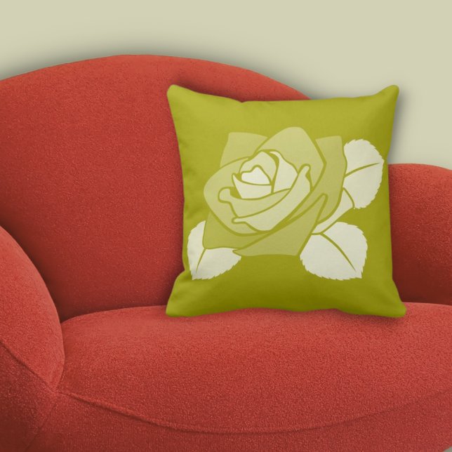 Enig Roos Citroengeel bloemmotief Kussen (Single Rose Citron-Yellow Floral Pattern Throw Pillow, Home & Living)