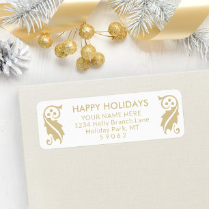 Enig Tekst Eenvoudig Gold Holiday Retouradres Etiket