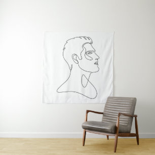 Enige Essentie – Minimalistische Mannelijke Lijnku Wandkleed