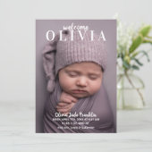 Enige Foto Elegante Baby Aankondiging (Staand voorkant)
