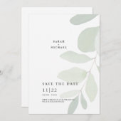 Enige gemuteerde eucalyptusstap eenvoudig sparen d save the date (Voorkant / Achterkant)