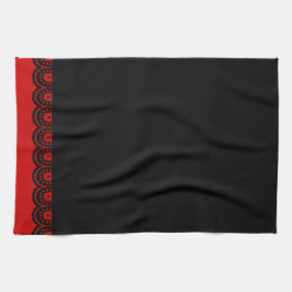 ENIGE KLEUR! Black Skull Lace Tea Towel Theedoek