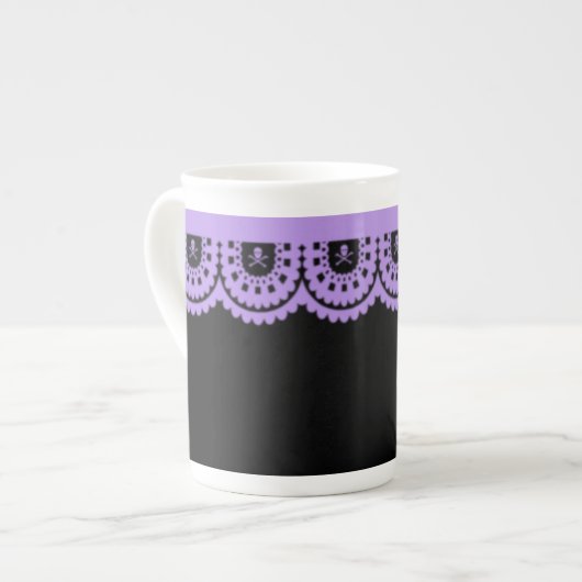 ENIGE KLEUR! Skull Lace Tea Cup Porselein Kop (Links)