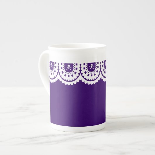 ENIGE KLEUR! Skull Lace Tea Cup Porselein Kop (Links)
