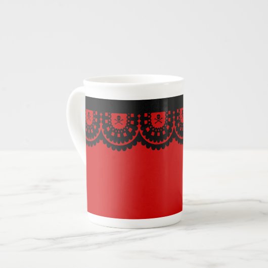 ENIGE KLEUR! Skull Lace Tea Cup Porselein Kop (Links)