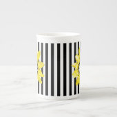 ENIGE KLEUR! STRIPE Skull Sunflower Tea Cup Porselein Kop (Voorkant)