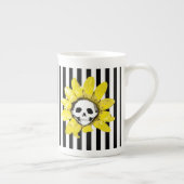 ENIGE KLEUR! STRIPE Skull Sunflower Tea Cup Porselein Kop (Rechts)