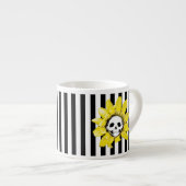 ENIGE KLEUR! STRIPE Skull Sunflower Tiny Tea Cup Espresso Kop (Voorkant rechts)