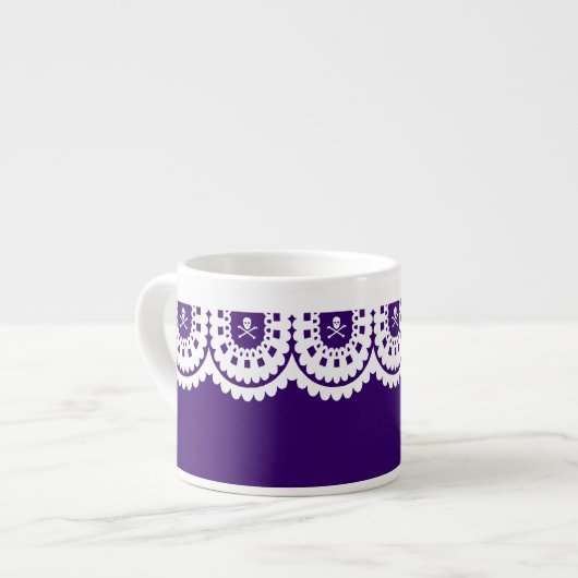 ENIGE KLEUR! White Skull Lace Small Tea Cup Espresso Kop (Links)