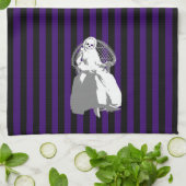 ENIGE KLEUR! Zwarte stripeskelet Doll Tea Towel Theedoek (Gevouwen)