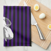 ENIGE KLEUR! Zwarte stripeskelet Doll Tea Towel Theedoek (Quarter Fold)