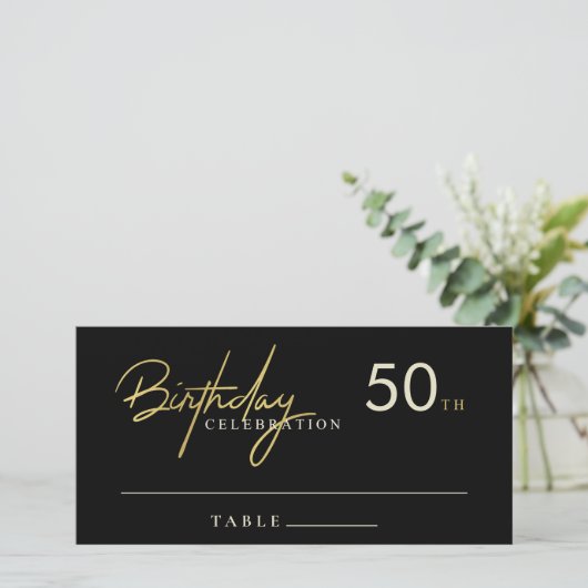 Enige leeftijd Eenvoudige Zwart Goud Verjaardag Pl Bedankkaart (Staand voorkant)