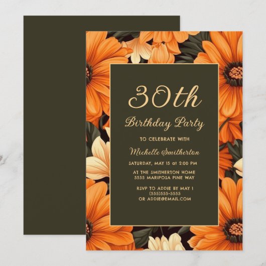 Enige leeftijd Sinaasappel Bloemen Bruin 30ste Ver Kaart (Voorkant / Achterkant)